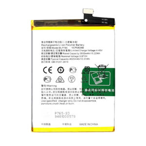 BLP765 4025mAh 3.87V Li-ion Polymer replacement battery for OPPO Reno 3 CPH2043 and OPPO A91 CPH2021, front view showing battery surface and small 2-pin connector