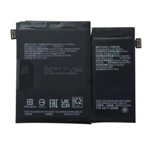BLP969 and BLP971 dual-cell battery set for OPPO Find N2 Flip, side-by-side front view on white background showing main battery BLP969 (3110mAh) and secondary battery BLP971 (1190mAh) with connector flex cables
