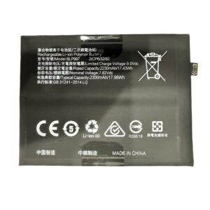BLP997 dual-cell replacement battery for OPPO Reno 10 Pro 5G CPH2525, front view on white background showing battery surface and small 2-pin connector
