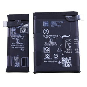 BLPA13 and BLPA11 dual-cell battery set for OPPO Find N3 Flip CPH2519, side-by-side front view on white background showing main battery BLPA13 (3285mAh) and secondary battery BLPA11 (1015mAh) with connector flex cables