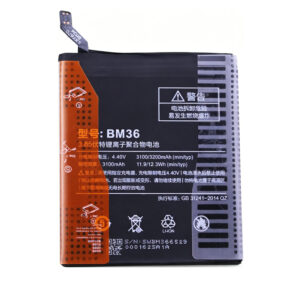 BM36 3200mAh 3.85V Li-ion Polymer replacement battery for Xiaomi 5s M5s, front view showing battery surface and small 2-pin connector