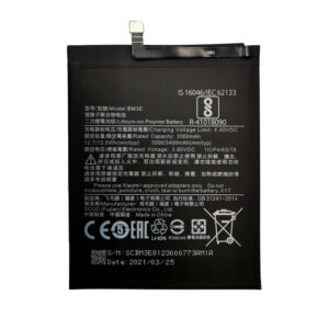 BM3E 3400mAh 3.85V Li-ion Polymer replacement battery for Xiaomi Mi 8 M1803E1A, front view showing battery surface and small 2-pin connector