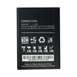 C896351300L 3000mAh 3.8V Li-ion replacement battery for BLU smartphones, front view showing battery label and contact pads