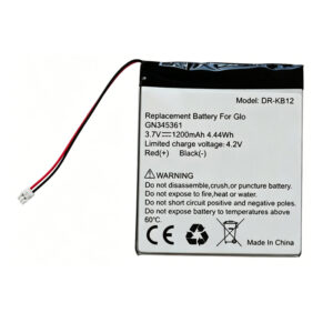 DR-KB12 1200mAh 3.7V Li-ion Polymer replacement battery for Kobo Glo GN345361, front view showing battery surface and small 2-pin connector