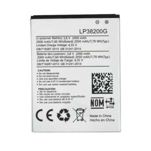 LP38200G 2050mAh 3.8V Li-ion Polymer replacement battery for Hisense U972 EG972, front view on white background showing battery surface and connector contacts