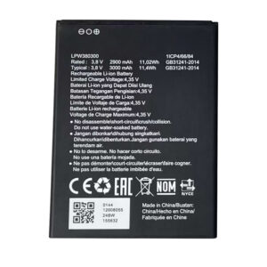 LPW380300 3000mAh 3.8V Li-ion Polymer replacement battery for Hisense U60 U60 Lite U70 U71 Pro, front view on white background showing battery surface and connector flex cable