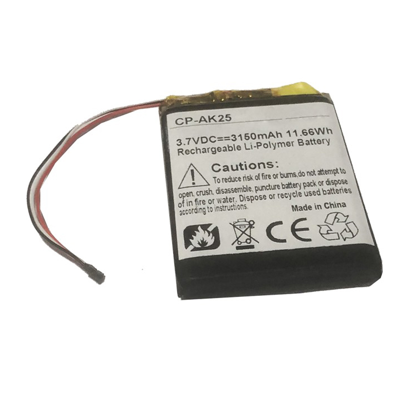 PL685065 3150mAh 3.7V Li-ion Polymer replacement battery for Astell & Kern SR25 music player, front view showing battery surface and small 2-pin connector
