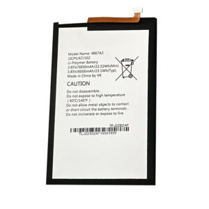 4867A2 6000mAh 3.85V Li-ion Polymer replacement battery for Wiko Power U20, Power U30, and SUGAR C60, front view showing battery surface and small 2-pin connector