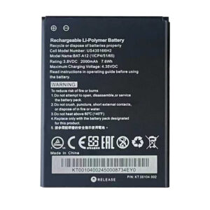 BAT-A12 2000mAh 3.8V Li-ion Polymer replacement battery for Acer Liquid Z520, front view showing battery surface and small 2-pin connector