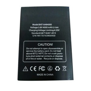 BAT16484000 4000mAh 3.8V Li-ion Polymer replacement battery for DOOGEE X5 MAX and X5 Max Pro, front view showing battery surface and small 2-pin connector