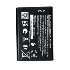 BL-25AA 2500mAh 3.7V Li-ion Polymer replacement battery for Nokia smartphones, front view showing battery surface and small 2-pin connector