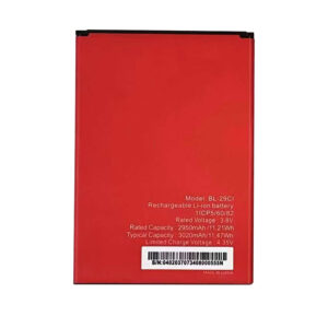 BL-29CI 3020mAh 3.8V Li-ion Polymer replacement battery for Itel A25 L5002, front view showing battery surface and small 2-pin connector
