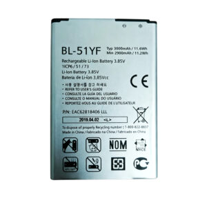 BL-51YF 3000mAh 3.85V Li-ion Polymer replacement battery for LG G4 H815, H811, H810, VS986, and F500 series, front view showing battery surface with model number and branding