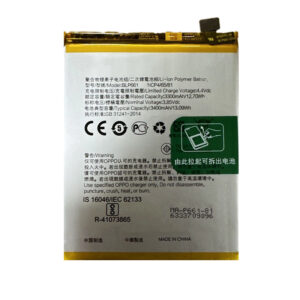BLP661 3400mAh 3.85V Li-ion Polymer replacement battery for OPPO A3 and OPPO F7 CPH1819, front view showing battery surface and small 2-pin connector