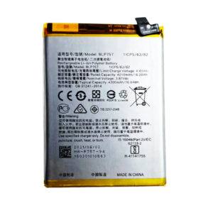 BLP757 4300mAh 3.87V Li-ion Polymer replacement battery for Realme 6 RMX2001, Realme 6S, Realme 6i, Realme 6Pro RMX2061, and OPPO Reno 3, front view showing battery surface and small 2-pin connector