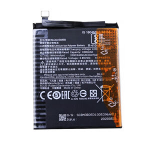 BM3B 3400mAh 3.85V Li-ion Polymer replacement battery for Xiaomi Mi Mix 2 and Mi Mix 2S, front view showing battery surface and small 2-pin connector