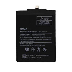 BM47 4000mAh 3.85V Li-ion Polymer replacement battery for Redmi 3, 3S, 3X, 3 Pro, and 4X, front view showing battery surface and small 2-pin connector