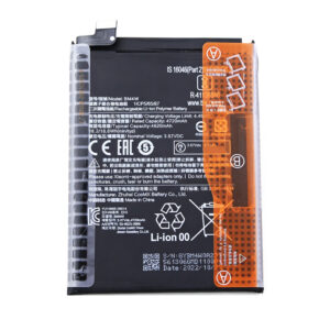 BM4W 4820mAh 3.87V Li-ion Polymer replacement battery for MI 10T Lite 5G and Redmi Note 9 Pro 5G, front view showing battery surface and small 2-pin connector