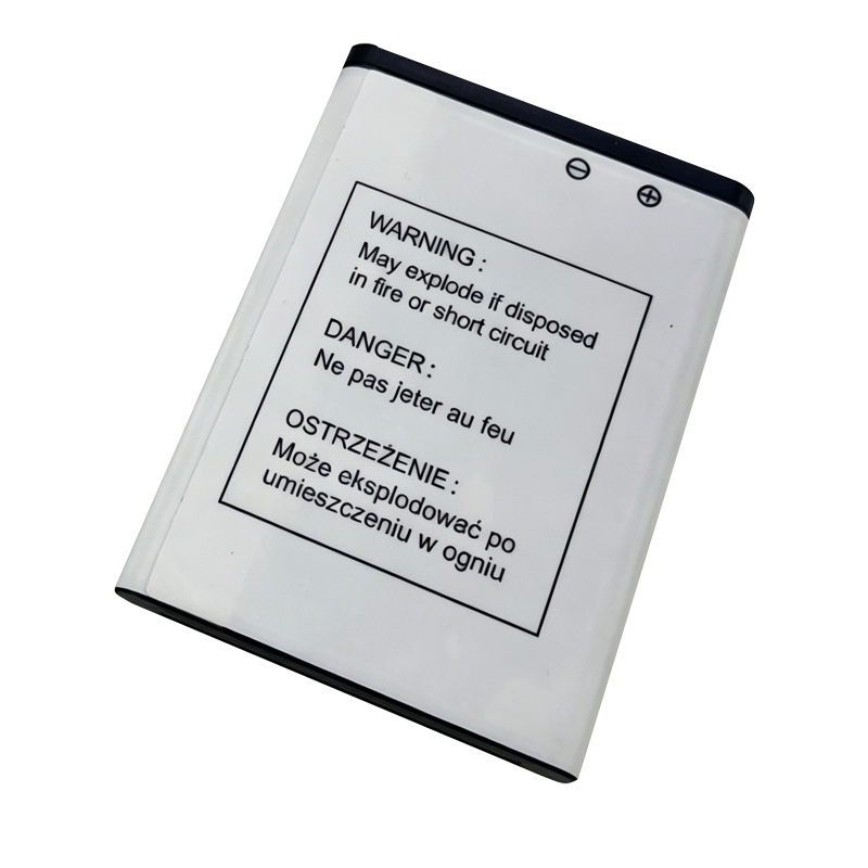DBS-1350A 1350mAh 3.8V replacement battery for DORO 7050 and Consumer Cellular, back view showing model number DBS-1350A, capacity 1350mAh, and voltage 3.8V on spec label