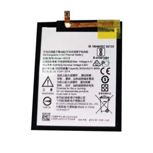 HE316 3000mAh 3.82V Li-ion Polymer replacement battery for Nokia 6 TA-1000 and TA-1003, front view showing battery surface and small 2-pin connector