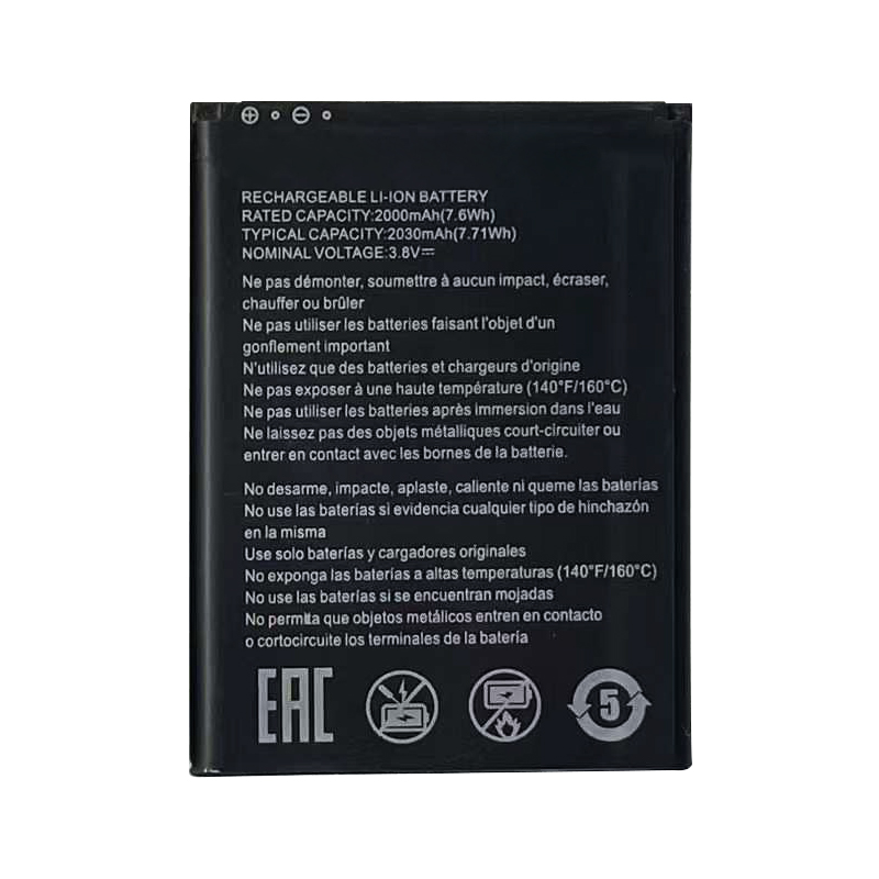 Li3820T44P4h665055 2030mAh 3.8V replacement battery for ZTE MF935, MF936, and U10L portable WiFi devices, back view showing model number Li3820T44P4h665055, capacity 2030mAh, and voltage 3.8V on spec label