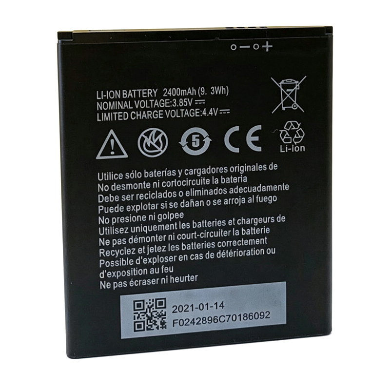 Li3824T44P4h716043 2400mAh 3.85V replacement battery for ZTE Blade A520, A521, and BA520, back view showing model number Li3824T44P4h716043, capacity 2400mAh, and voltage 3.85V on spec labelLi3824T44P4h716043 2400mAh 3.85V replacement battery for ZTE Blade A520, A521, and BA520, back view showing model number Li3824T44P4h716043, capacity 2400mAh, and voltage 3.85V on spec label