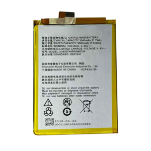 Li3930T44P6h886334 3040mAh 3.85V Li-ion Polymer replacement battery for Angelcare F5 Monitor, front view showing battery surface and small 2-pin connector