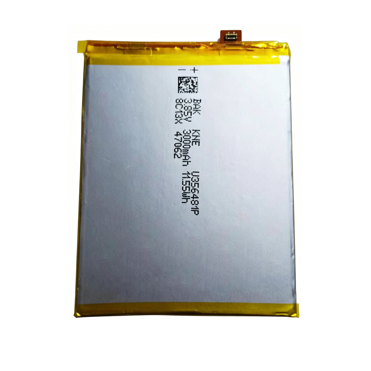 NBL-35B3000 3000mAh 3.85V replacement battery for Neffos C7 X9 TP910A TP910C TP913A, back view showing model number NBL-35B3000, capacity 3000mAh, and voltage 3.85V on spec label