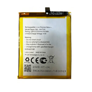 NBL-38A2500 2500mAh 3.85V Li-ion Polymer replacement battery for Neffos X1 Lite TP904A, front view showing battery surface and small 2-pin connector