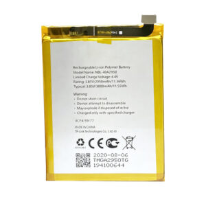 NBL-40A2950 3000mAh 3.85V Li-ion Polymer replacement battery for TP-Link Neffos C9s TP7061C and TP7061A, front view showing battery surface and small 2-pin connector