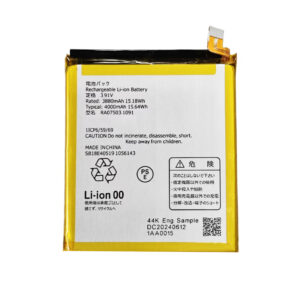 RA07503-1091 4000mAh 3.91V Li-ion Polymer replacement battery for Fujitsu Arrows series smartphones, front view showing battery surface and small 2-pin connector