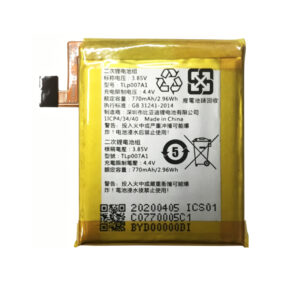 TLp007A1 770mAh 3.85V Li-ion Polymer replacement battery for Palm Phone PVG100, front view showing battery surface and small 2-pin connector