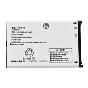 CA54310-0076 1680mAh 3.8V Li-ion Polymer replacement battery for Fujitsu F36 F-03L F-41C, front view showing battery surface and small 2-pin connector