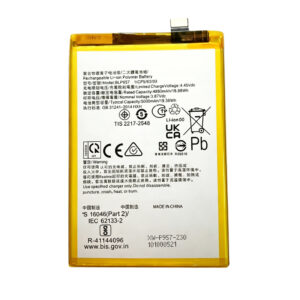 BLP957 5000mAh 3.87V Li-ion Polymer replacement battery for Realme 10 4G, front view showing battery surface and small 2-pin connector