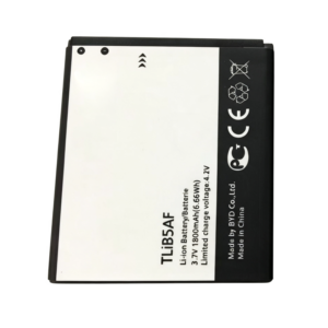 TLiB5AF 1800mAh 3.7V Li-ion Polymer replacement battery for Alcatel S710, J610, OT-997D, 5036/D, and 5037/D, front view showing battery surface and small 2-pin connector