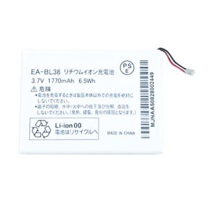 EA-BL38 1770mAh 3.7V Li-ion replacement battery for compatible Sharp devices, front view showing battery surface and small 2-pin connector