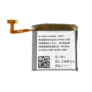EB-BR965ABY 417mAh 3.88V Li-ion Polymer replacement battery for Samsung Galaxy Watch 6 Classic 47mm SM-R960 R965U, front view showing battery surface and small 2-pin connector