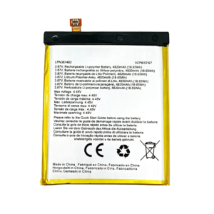 LPN387482 4820mAh 3.87V Li-ion Polymer replacement battery for Crosscall Core-X5 rugged smartphone, front view showing battery surface and small 2-pin connector