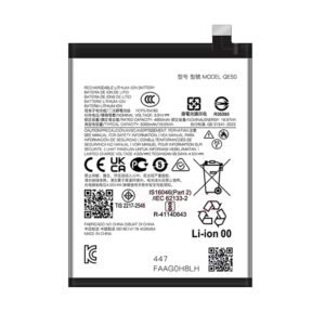QE50 5000mAh 3.91V Li-ion Polymer replacement battery for Motorola S50 Neo XT2427-4 and Moto G85 5G XT2427, front view showing battery surface and small 2-pin connector