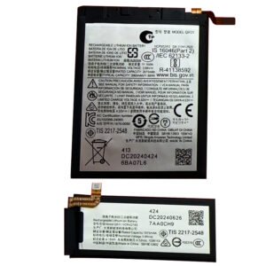 QR31 3060mAh and QR11 1075mAh 3.88V Li-ion Polymer replacement battery set for Motorola Razr 50 XT2453-2, front view showing both battery cells and small 2-pin connectors