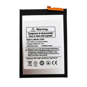 3095 4400mAh 3.85V Li-ion Polymer replacement battery for Ulefone 3095, front view showing battery surface and connector