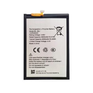 BL-39LI 4000mAh 3.85V Li-ion Polymer replacement battery for itel A56, A56 Pro, W6004, and W6004P, front view showing battery surface and small 2-pin connector