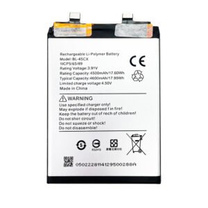 BL-45CX 4600mAh 3.91V Li-ion Polymer replacement battery for Infinix Note 40 Pro+ 5G and Note 40 Pro Plus 5G X6851B, front view showing battery surface and small 2-pin connector