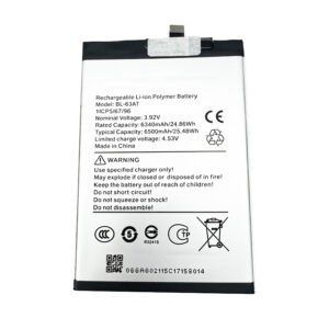 BL-63AT 6500mAh 3.92V Li-ion Polymer replacement battery for Tecno Camon 50 Ultra CN7c, front view showing battery surface and small 2-pin connector
