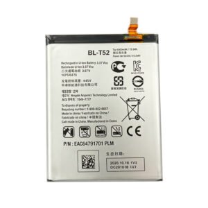 BL-T52 4000mAh 3.87V Li-ion Polymer replacement battery for LG Wing 5G LM-F100N LM-F100V, front view showing battery surface and small 2-pin connector