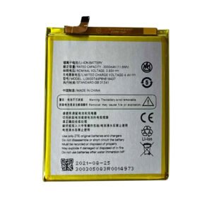 Li3930T44P6h816437 3000mAh 3.85V Li-ion Polymer replacement battery for ZTE BV0870, Vodafone VFD710 Smart V8, ZTE Blade X, and ZTE Z965, front view showing battery surface and small 2-pin connector
