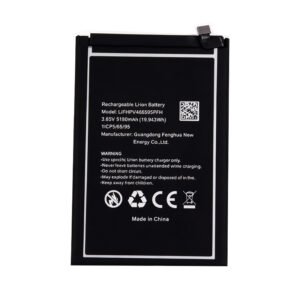 LiFHPV466595PFH 5180mAh 3.85V Li-ion Polymer replacement battery for Blackview A52, front view showing battery surface and small 2-pin connector