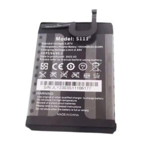 S111 10600mAh 3.87V Li-ion Polymer replacement battery for OUKITEL WP23 and WP23 Pro, front view showing battery surface and small 2-pin connector