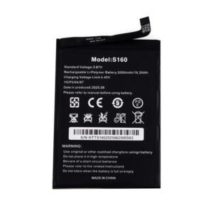 S160 5000mAh 3.87V Li-ion Polymer replacement battery for Oukitel S160, front view showing battery surface and small 2-pin connector
