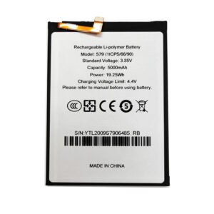 S79 5000mAh 3.85V Li-ion Polymer replacement battery for Oukitel WP8 Pro, front view showing battery surface and connector